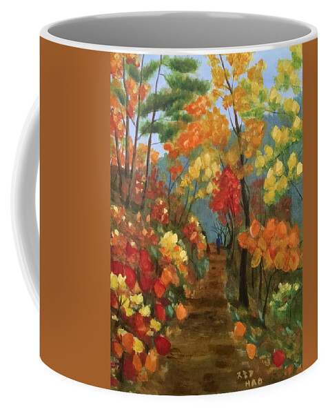 Autumn Coffee Mug featuring the painting An Autumn Boy by Helian Cornwell
