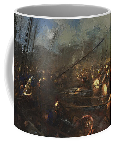 Spartan Warrior Coffee Mug featuring the painting Ancient Greek Army - 06 by AM FineArtPrints