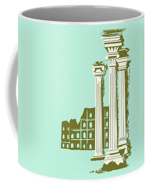 Ancient Coffee Mug featuring the drawing Ancient Ruins and Columns by CSA Images