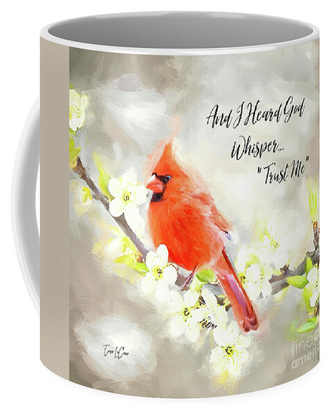 Cardinal Coffee Mug featuring the digital art And I Heard God Whisper by Tina LeCour