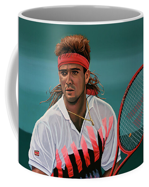 Andre Agassi Coffee Mug featuring the painting Andre Agassi Painting by Paul Meijering