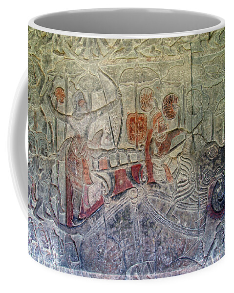 Buddhism Coffee Mug featuring the photograph Angkor wat sculpture by Stelios Kleanthous