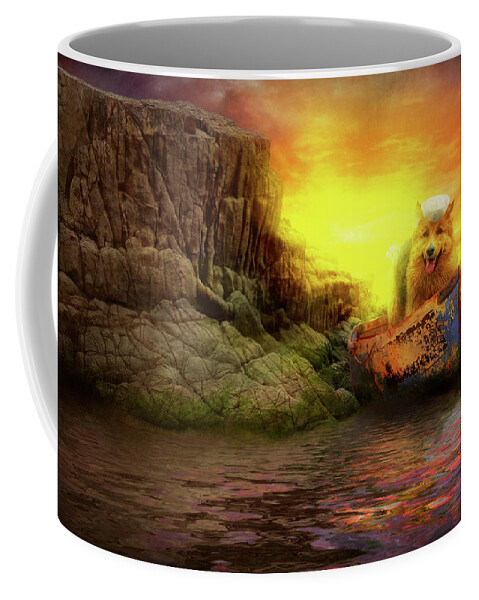 Dog Coffee Mug featuring the photograph Animal - Dog - Up the creek without a Pawdle by Mike Savad