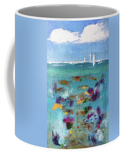 Abstract Coffee Mug featuring the painting Another World VII In the Shallows by Sharon Williams Eng