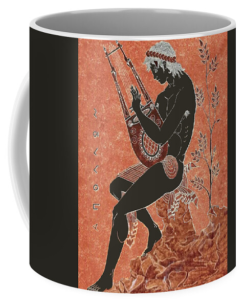Apollo Coffee Mug featuring the painting Apollo on a Rock playing a Lyre by Anonymous