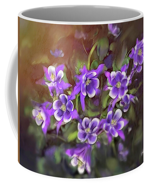Flower Coffee Mug featuring the digital art Aquiligia cluster by Bonnie Willis