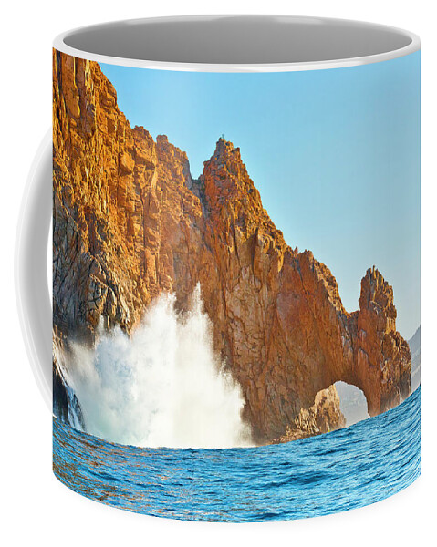 Estock Coffee Mug featuring the digital art Arch & Waves, Cabo San Lucas, Mexico by Pietro Canali