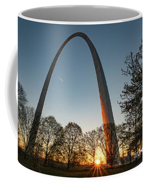 Arch Coffee Mug featuring the photograph Arch Morning Sunburst by Joan Wallner