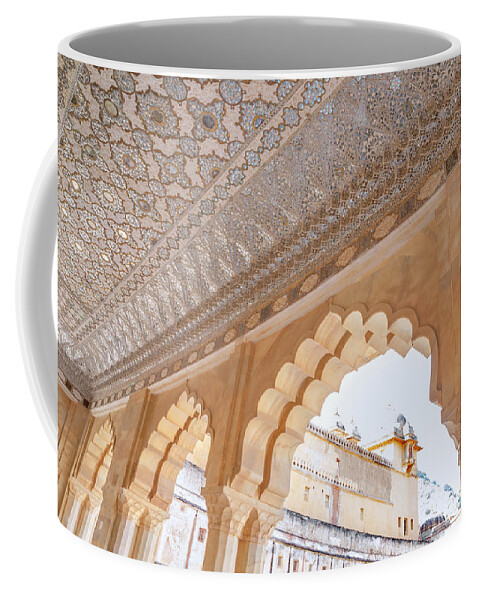 Travel Coffee Mug featuring the photograph Archway inside Sheesh Mahal in Jaipur, India by Julia Hiebaum