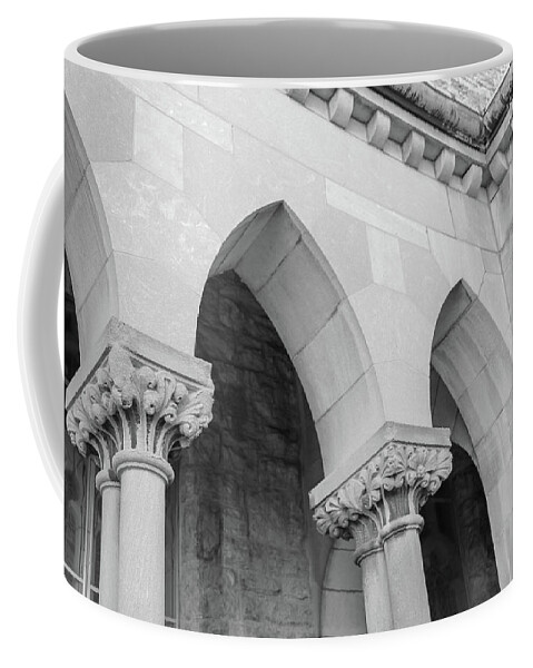 Building Coffee Mug featuring the photograph Archways Grayscale by Mary Anne Delgado