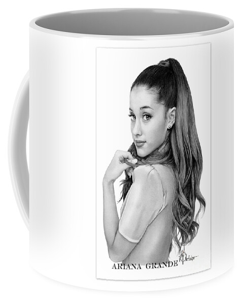 Ariana Grande Coffee Mug featuring the drawing Ariana Grande drawing by Murphy Elliott