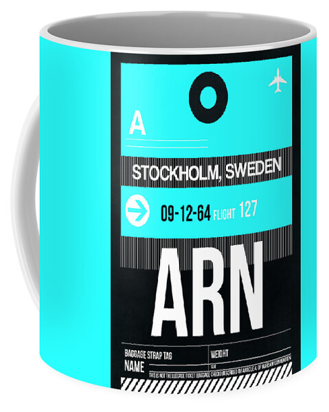 Vacation Coffee Mug featuring the digital art ARN Stockholm Luggage Tag II by Naxart Studio