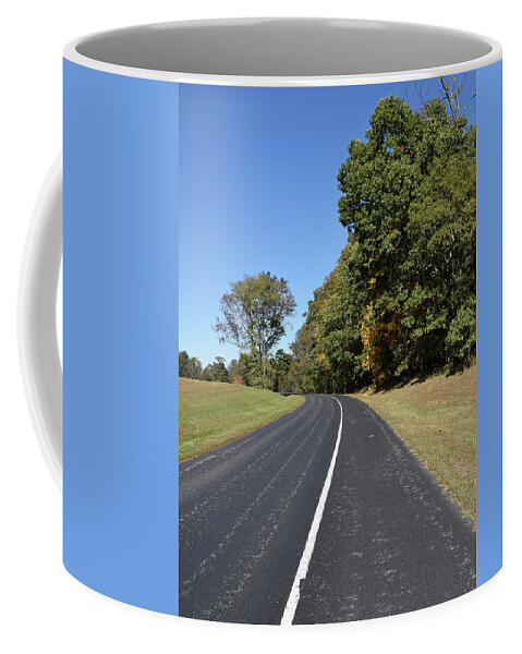 Road Coffee Mug featuring the photograph Around the Bend by Karen Harrison Brown