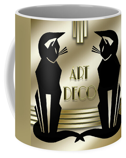 Art Deco Coffee Mug featuring the digital art Art Deco Cats by Chuck Staley