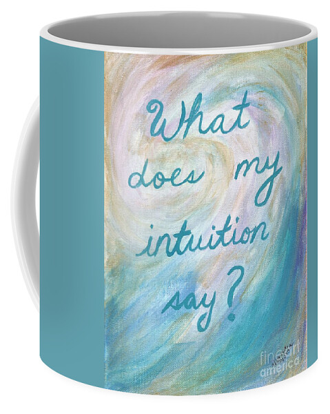 Intuition Coffee Mug featuring the painting Art therapy for your wall What does my intuition say? by Chana Voola