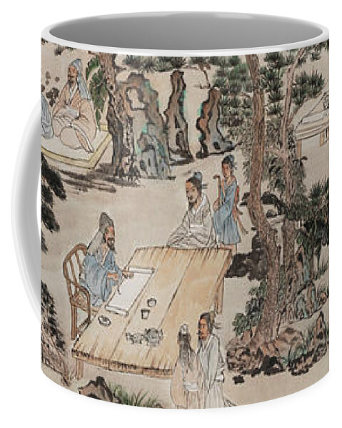 Chinese Watercolor Coffee Mug featuring the painting Lan Ting Xu - Chinese Calligraphers by Jenny Sanders