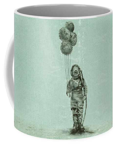 Ocean Coffee Mug featuring the drawing Balloon Fish by Eric Fan