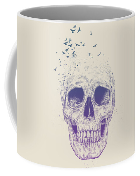 Skull Coffee Mug featuring the mixed media Let them fly by Balazs Solti