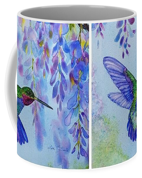 Watercolor Hummingbird Art Coffee Mug featuring the painting Hummingbird Fantasy by Lisa Debaets