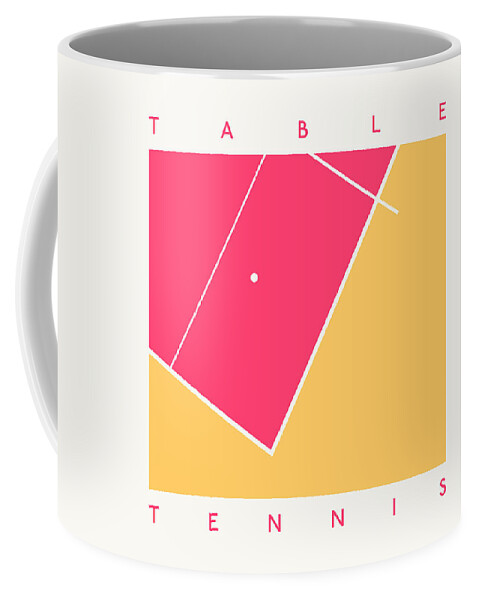 Table Coffee Mug featuring the digital art Table Tennis Ping Pong Table - Red Yellow by Organic Synthesis