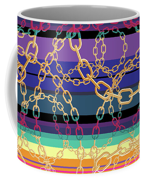 Stripes Texture Coffee Mug featuring the digital art Gold Chains V1 by Xrista Stavrou