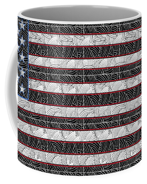 Usa Coffee Mug featuring the digital art United States of America Flag Art Deco by Cecely Bloom