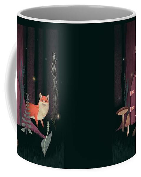Painting Coffee Mug featuring the painting Sorcerer Of Woodland Charms Potions Spells And Fortunes by Little Bunny Sunshine