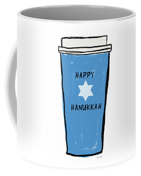 Hanukkah Coffee Mug featuring the mixed media Blue Hanukkah Coffee- Art by Linda Woods by Linda Woods
