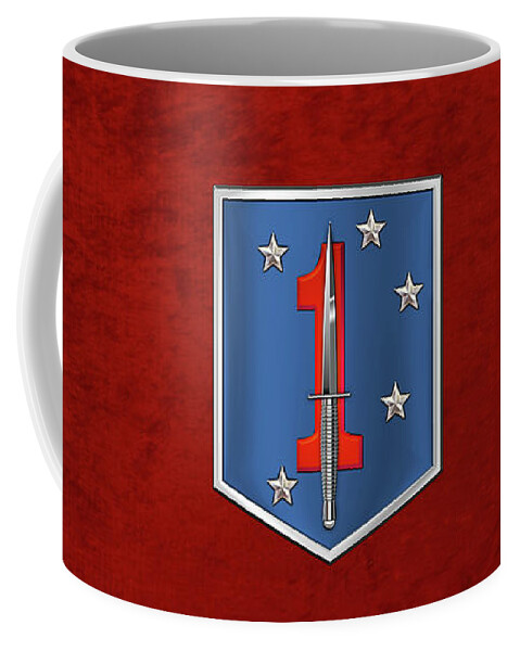 ‘military Insignia & Heraldry’ Collection By Serge Averbukh Coffee Mug featuring the digital art 1st Marine Raider Battalion - 1st Marine Special Operations Battalion M S O B Patch over Red Velvet by Serge Averbukh