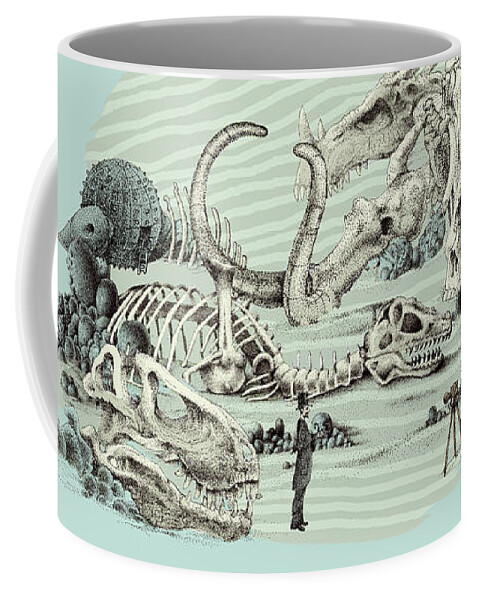 Vintage Coffee Mug featuring the drawing The Lost Beach by Eric Fan