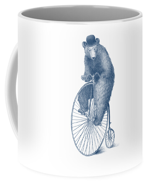 Bear Coffee Mug featuring the drawing Morning Ride by Eric Fan