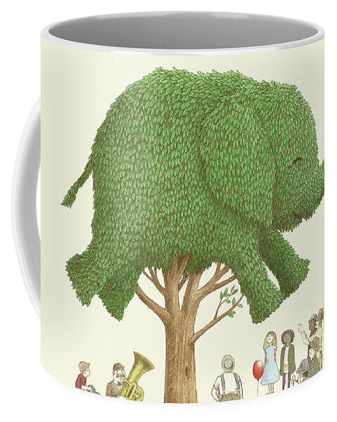 Elephant Coffee Mug featuring the drawing The Elephant Tree by Eric Fan