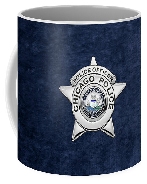  ‘law Enforcement Insignia & Heraldry’ Collection By Serge Averbukh Coffee Mug featuring the digital art Chicago Police Department Badge - C P D  Police Officer Star over Blue Velvet by Serge Averbukh