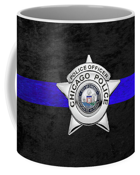  ‘law Enforcement Insignia & Heraldry’ Collection By Serge Averbukh Coffee Mug featuring the digital art Chicago Police Department Badge - C P D  Police Officer Star over The Thin Blue Line by Serge Averbukh