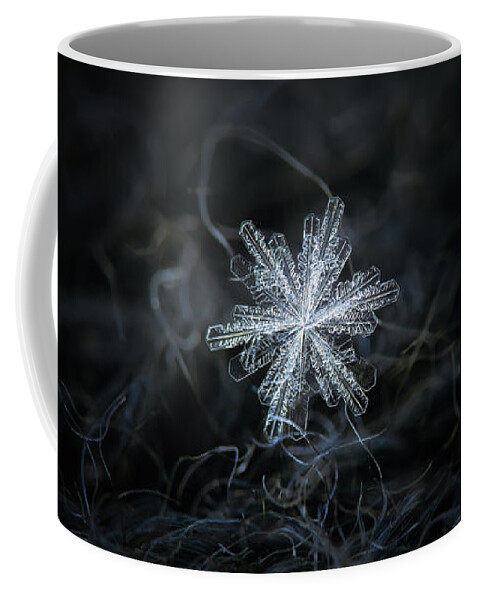 Snowflake Coffee Mug featuring the photograph Real snowflake - 18-Dec-2018 - 3 by Alexey Kljatov