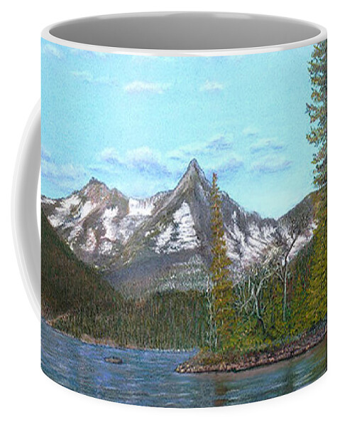 Lakes Coffee Mug featuring the painting A Kayakers View by Lee Tisch Bialczak