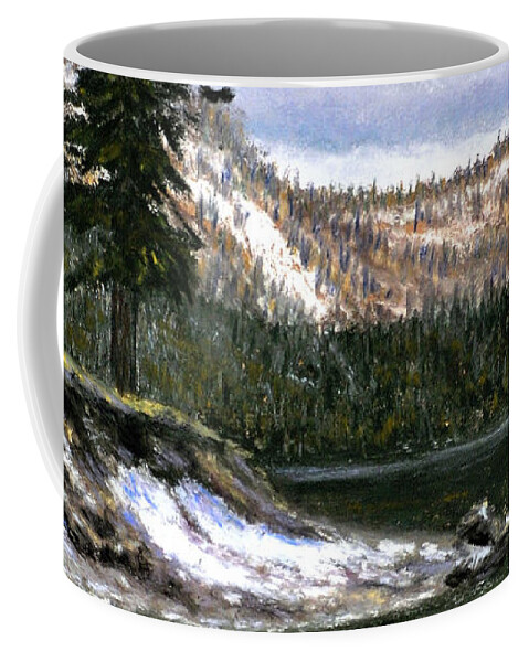 Lakes Coffee Mug featuring the painting A Time To Reflect by Lee Tisch Bialczak