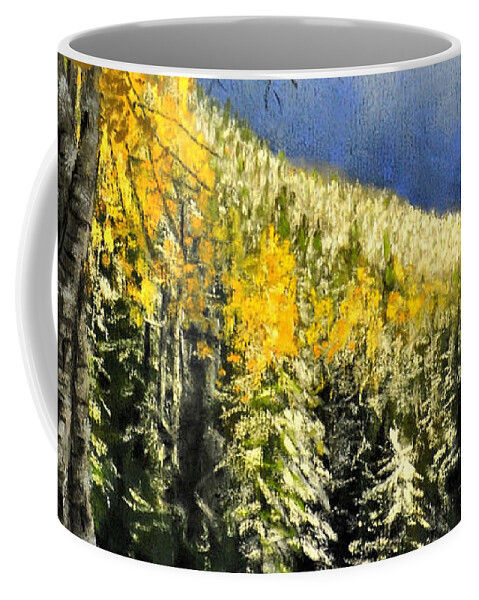 Larch Coffee Mug featuring the painting A Slice Of Hungry Horse by Lee Tisch Bialczak