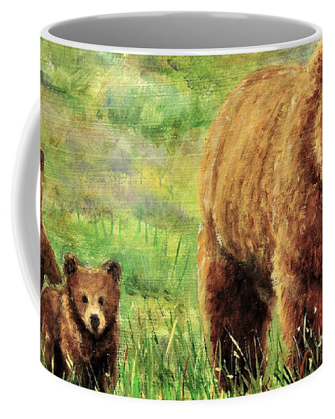 Wildlife Coffee Mug featuring the painting Grizzly Bears Study XIX by Lee Tisch Bialczak