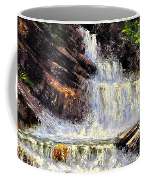 Water Falls Coffee Mug featuring the painting Cascading Creek by Lee Tisch Bialczak