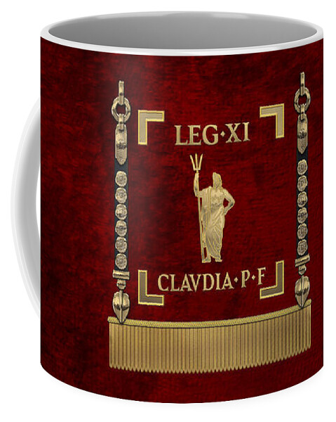 ‘rome’ Collection By Serge Averbukh Coffee Mug featuring the digital art Standard of the 11th Roman Legion - Vexillum of Legio XI Claudia by Serge Averbukh