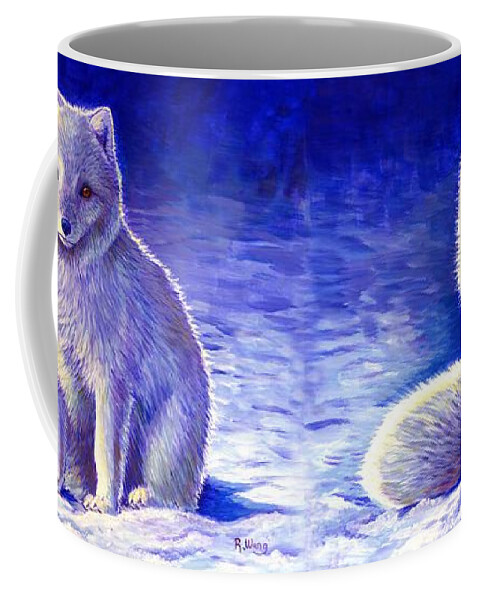 Arctic Fox Coffee Mug featuring the painting Peaceful Winter Arctic Fox by Rebecca Wang