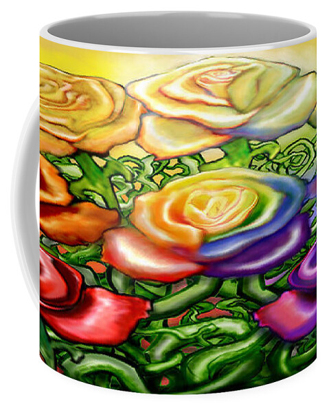 Rainbow Coffee Mug featuring the digital art Rainbow of Roses by Kevin Middleton