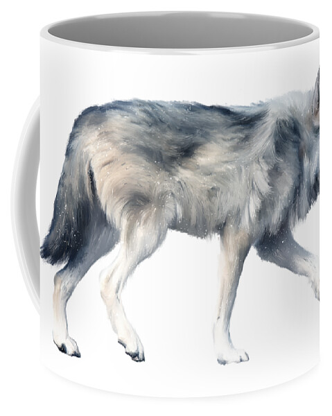 Wolf Coffee Mug featuring the painting Wolf on Blush by Amy Hamilton