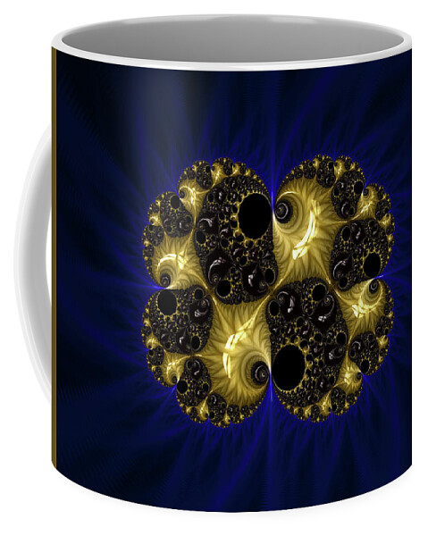 Frax Coffee Mug featuring the digital art Or sur Bleu by Jon Munson II