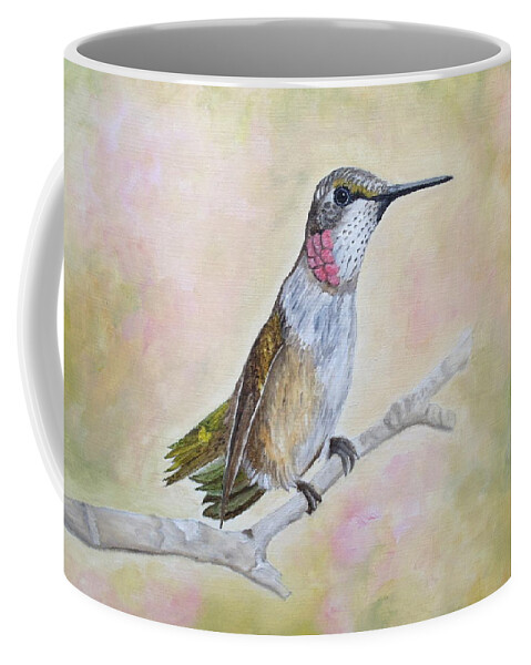 Hummingbird Coffee Mug featuring the painting Like A Youthful Blush by Angeles M Pomata