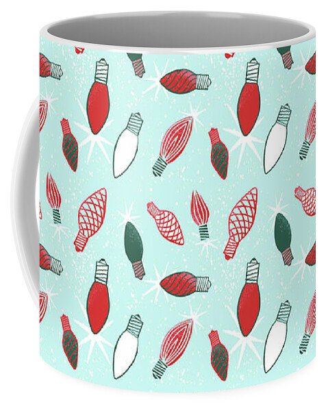 Lightbulbs Coffee Mug featuring the painting Vintage Christmas Bulb Pattern by Jen Montgomery