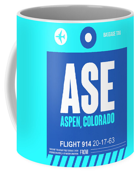 Aspen Coffee Mug featuring the digital art ASE Aspen Luggage Tag II by Naxart Studio