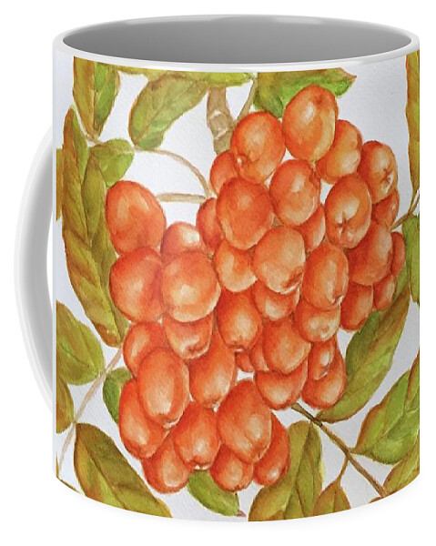 Fall Coffee Mug featuring the painting Ashberries by Inese Poga