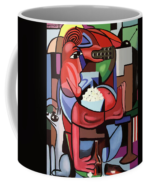 Cubism Coffee Mug featuring the painting Assuming The Position by Anthony Falbo